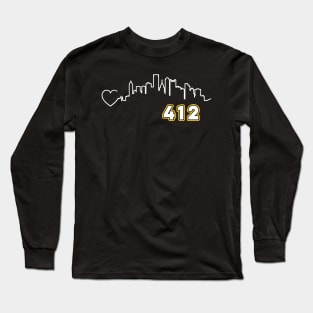 Pittsburgh Skyline 412 Love Steel City The Burgh Silhouette Long Sleeve T-Shirt